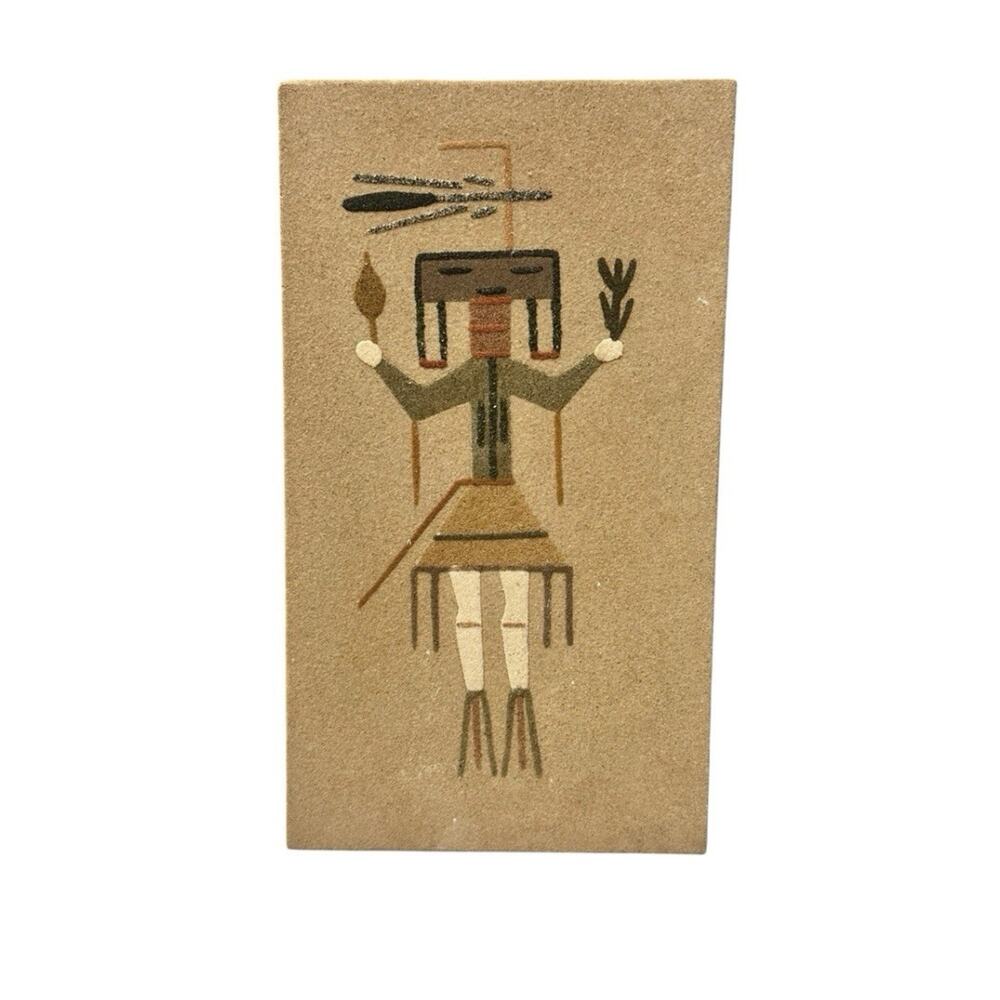 Navajo Sand Painting‎ - Navajo Female Windway -Handcrafted Wall Plaque 9"x5"